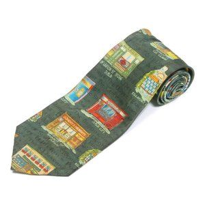 CARA CRAFT Ireland Landmark Dublin Stores Sightseeing Green Men's Silk Neck Tie